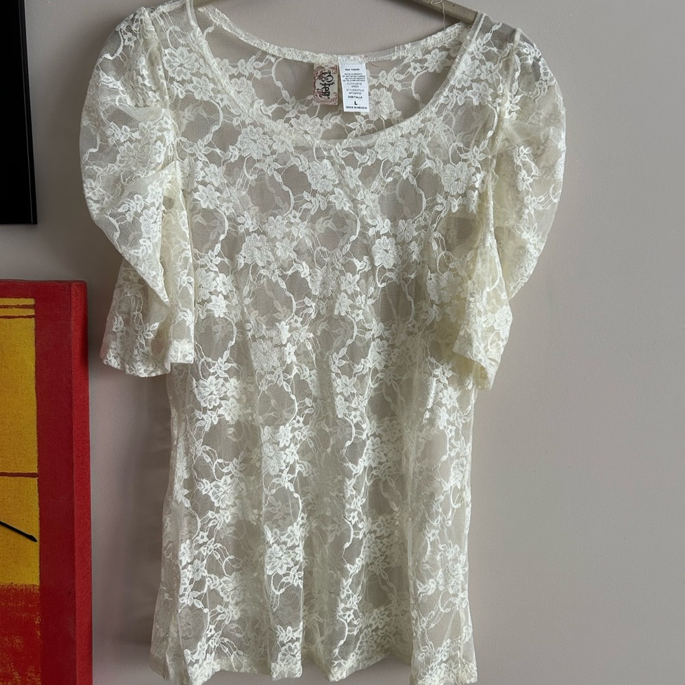Floral Lace Top - Cream